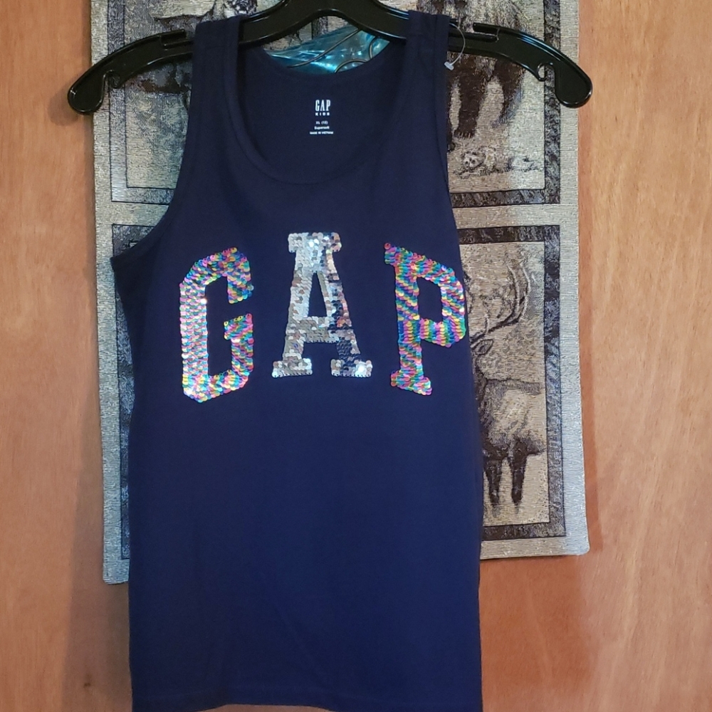 Gap flip sequins tank. Navy Brand New